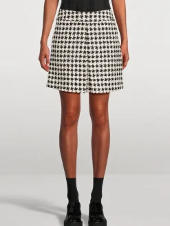 Houndstooth Tweed Mini Skirt