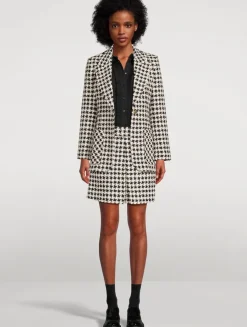 Houndstooth Tweed Mini Skirt