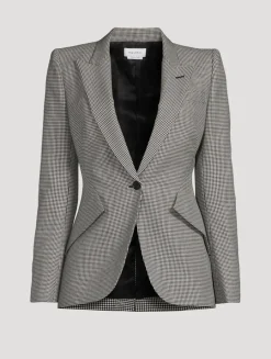Houndstooth Wool Mohair Blazer
