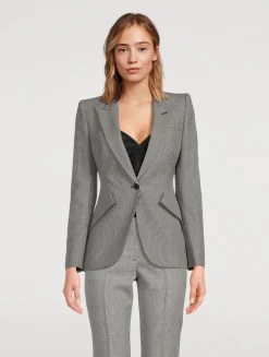 Houndstooth Wool Mohair Blazer