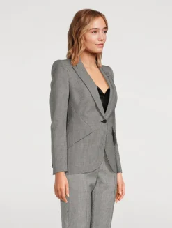 Houndstooth Wool Mohair Blazer