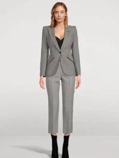 Houndstooth Wool Mohair Blazer