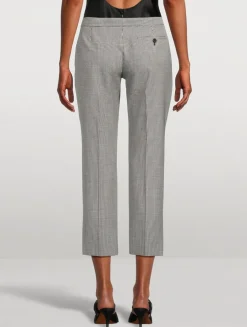 Houndstooth Wool Mohair Cigarette Trousers