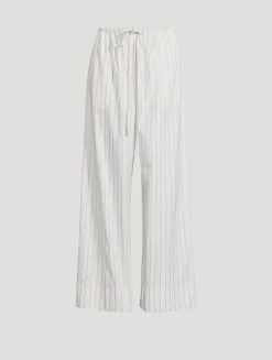 Hypnosta Wide-Leg Trousers In Pinstripe Print