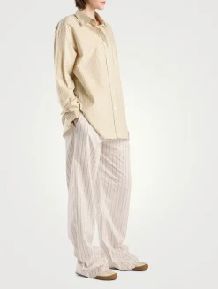 Hypnosta Wide-Leg Trousers In Pinstripe Print