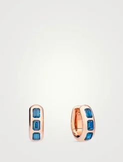 Iconica 18K Rose Gold Hoop Earrings With Blue Topaz
