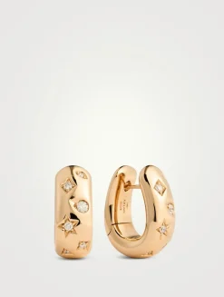 Iconica 18K Rose Gold Huggie Hoop Earrings With Diamonds