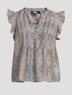 Idris Cotton Silk Blouse In Batik Print