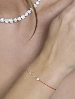 Illusion 18K Rose Gold String Chain Bracelet With Diamonds
