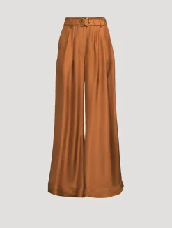 Illustration Wide-Leg Silk Trousers