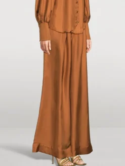 Illustration Wide-Leg Silk Trousers