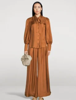 Illustration Wide-Leg Silk Trousers