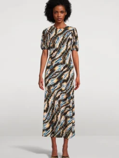Ines Printed Silk Midi Dress