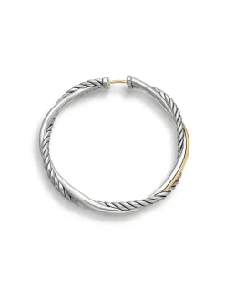 Infinity Hoop Earrings In Sterling Silver With 14k Yellow Gold, 42mm