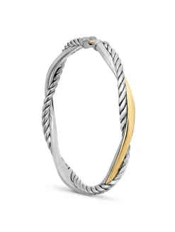 Infinity Hoop Earrings In Sterling Silver With 14k Yellow Gold, 42mm