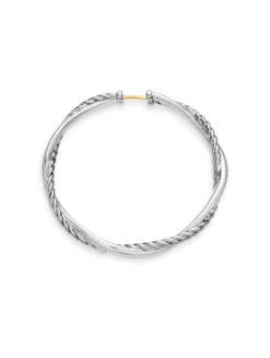 Infinity Hoop Earrings In Sterling Silver With Diamonds, 42mm