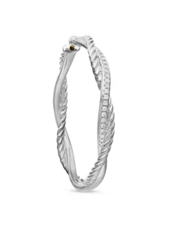 Infinity Hoop Earrings In Sterling Silver With Diamonds, 42mm