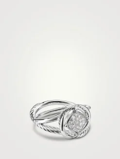 Infinity Ring In Sterling Silver With Pavé Diamonds