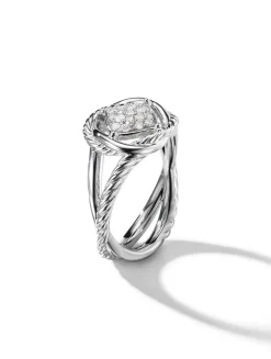 Infinity Ring In Sterling Silver With Pavé Diamonds