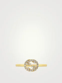 Interlocking G 18K Gold Diamond Ring