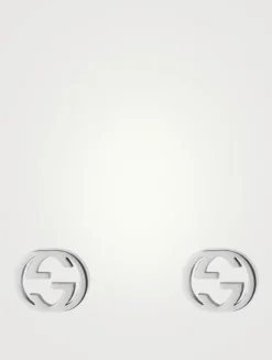 Interlocking G 18K White Gold Earrings