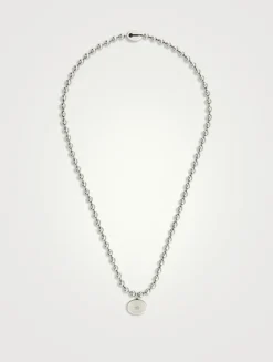 Interlocking G Silver Boule Chain Pendant Necklace