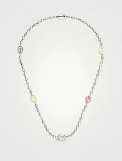 Interlocking G Silver Boule Chain Necklace