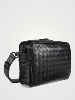 Intrecciato Leather Crossbody Camera Bag