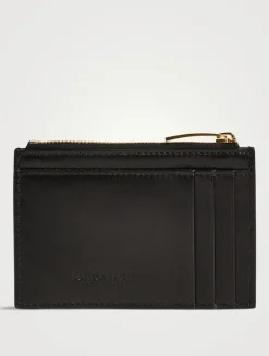 Intrecciato Leather Zip Card Case