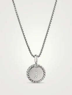 J Initial Charm In Sterling Silver With Pavé Diamonds