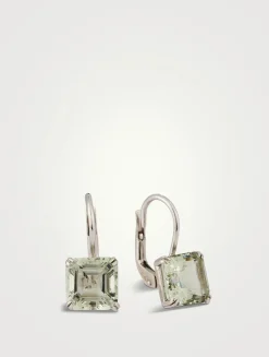 Jac+Jo Harper Silver Earrings With Green Amethyst
