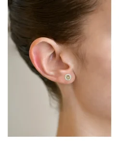 Jac+Jo Icon 14K Gold Happy Face Stud Earring With Pavé Diamonds