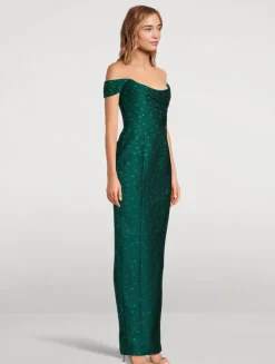 Jackson Asymmetric Jacquard Gown