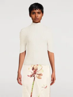 Jellyfish Pleats Mockneck Top