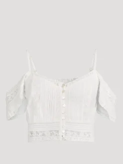 Jenae Off-The-Shoulder Embroidered Lace Blouse