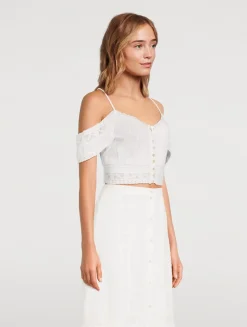 Jenae Off-The-Shoulder Embroidered Lace Blouse