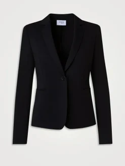 Jersey And Faux Leather Blazer