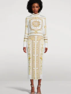Jersey Midi Dress In Balmain Foulard Print