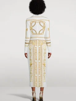 Jersey Midi Dress In Balmain Foulard Print