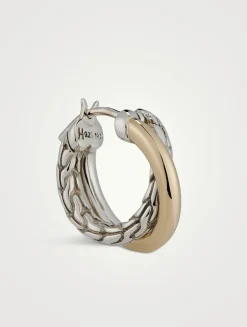 JH Essential 14K Gold And Sterling Silver Crossover Hoop Earrings