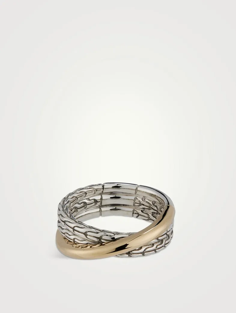 JH Essential 14K Gold And Sterling Silver Crossover Ring