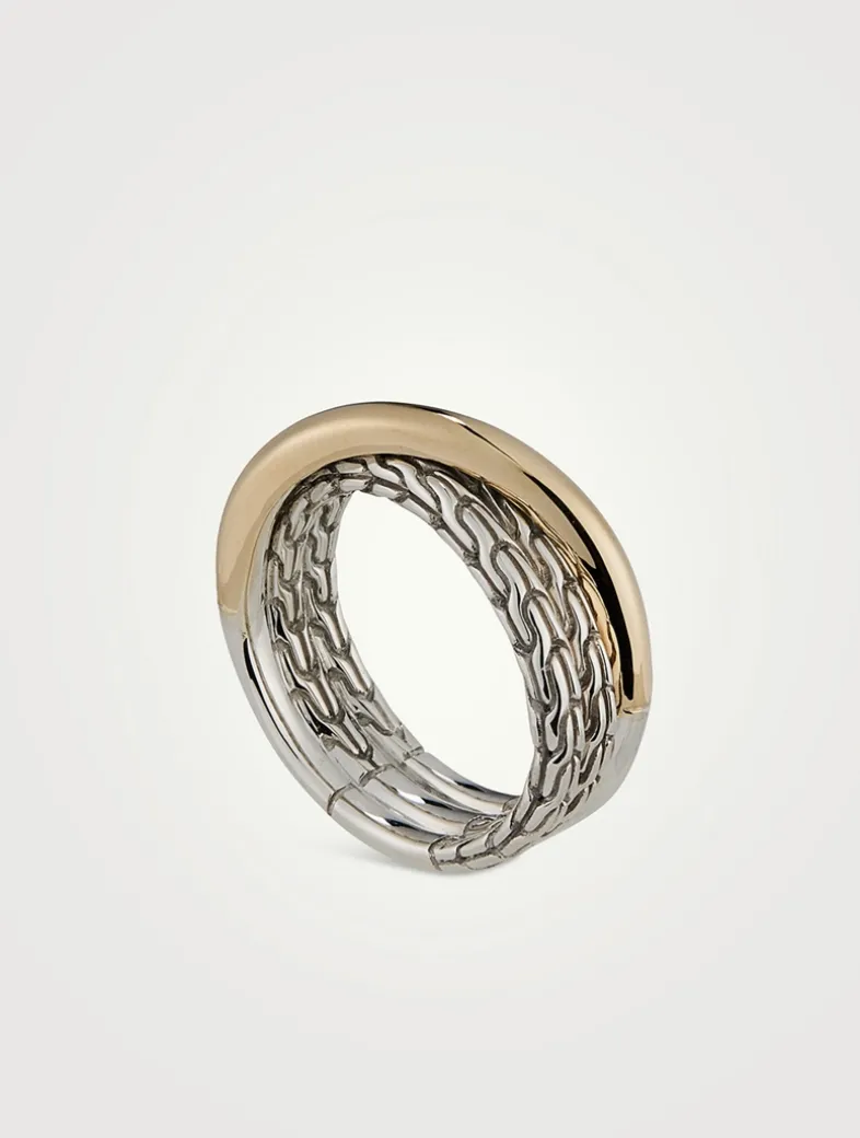 JH Essential 14K Gold And Sterling Silver Crossover Ring