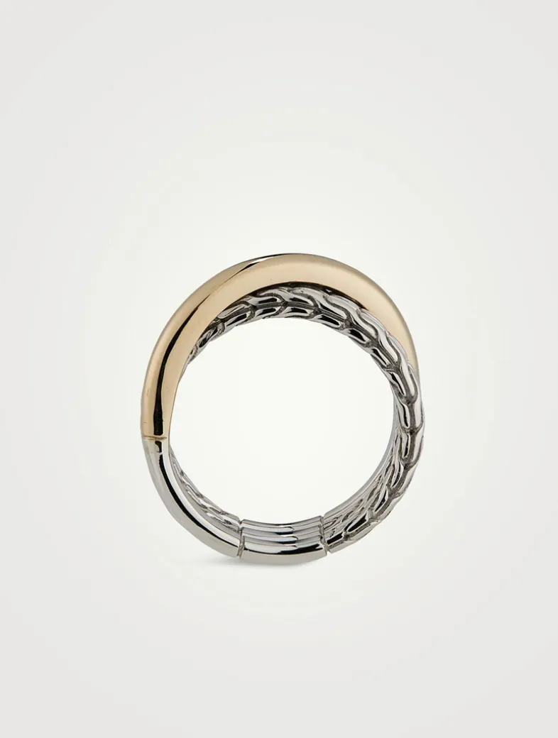 JH Essential 14K Gold And Sterling Silver Crossover Ring