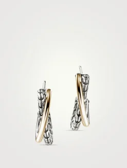 JH Essentials 14K Gold And Silver Crossover Earrings