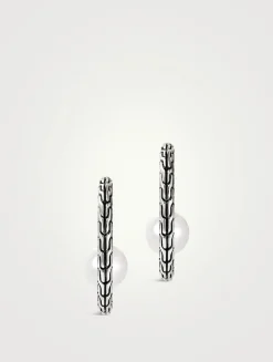 JH Essentials Silver Hoop Earrings With Pearls