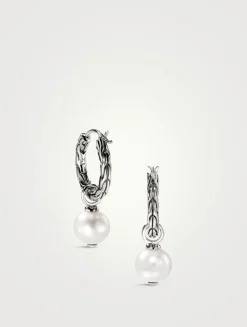 JH Essentials Sterling Silver Hoop Earrings With Pearls