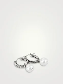 JH Essentials Sterling Silver Hoop Earrings With Pearls
