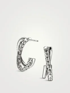 JH Essentials Sterling Silver Crossover Earrings With Pavé Diamonds