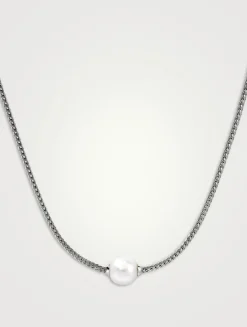 JH Essentials Sterling Silver Chain Necklace With Pearl