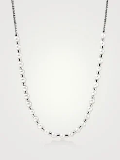JH Essentials Sterling Silver Mini Chain Necklace With Pearls